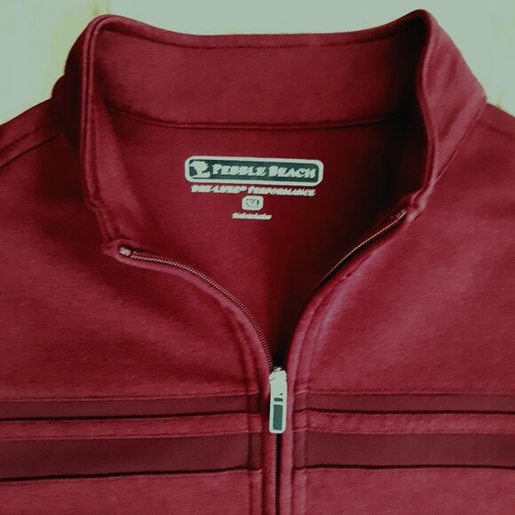 Pebble Beach Men's XL Dry-Luxe Performance 1/4 Zip Pull Over Sweatshirt Maroon - Picture 3 of 5